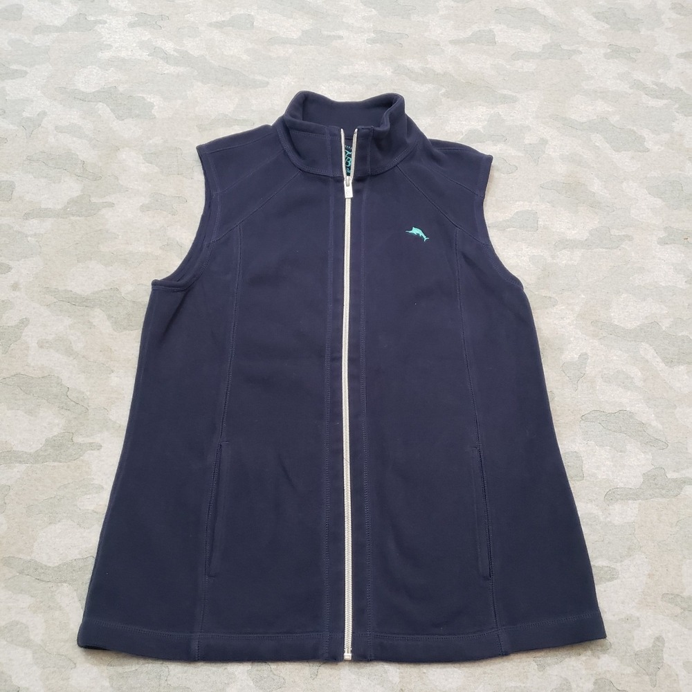 Tommy Bahama Sweater Vest Womens Medium Blue Full Zip Sleeveless